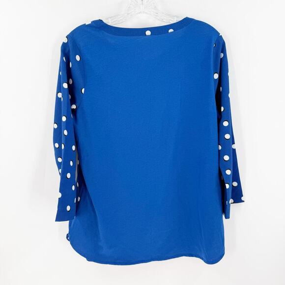 Van Heusen Blue Polka Dot V-Neck Pullover Career Blouse Women's Size Small - Picture 2 of 8